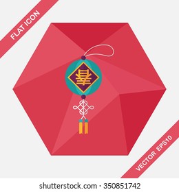Chinese New Year flat icon with long shadow,eps10, Chinese festival couplets with lantern means " wish Spring comes."