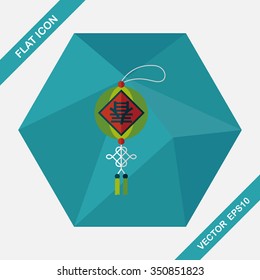 Chinese New Year flat icon with long shadow,eps10, Chinese festival couplets with lantern means " wish Spring comes."