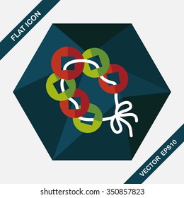 Chinese New Year flat icon with long shadow,eps10, Ancient coins lucky pendant means " wish good luck and fortune comes."