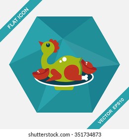 Chinese New Year flat icon with long shadow,eps10, Chinese Chicken Cuisine