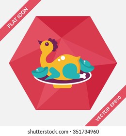 Chinese New Year flat icon with long shadow,eps10, Chinese Chicken Cuisine