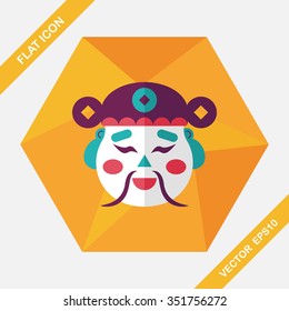 Chinese New Year flat icon with long shadow,eps10, God of wealth