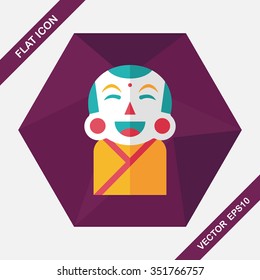Chinese New Year flat icon with long shadow,eps10, Maitreya doll decoration means "Bless you have wealth, monasticism and popularity."