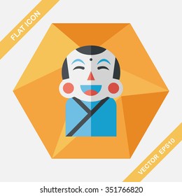 Chinese New Year flat icon with long shadow,eps10, Maitreya doll decoration means "Bless you have wealth, monasticism and popularity."