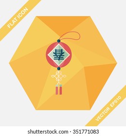 Chinese New Year flat icon with long shadow,eps10, Chinese festival couplets with lantern means " wish Spring comes."