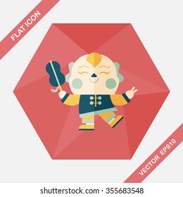 Chinese New Year flat icon with long shadow,eps10, Maitreya doll decoration means "Bless you have wealth, monasticism and popularity."