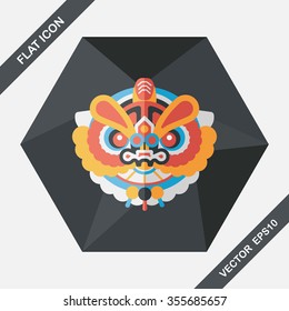 Chinese New Year flat icon with long shadow,eps10,The dragon and lion dancing head