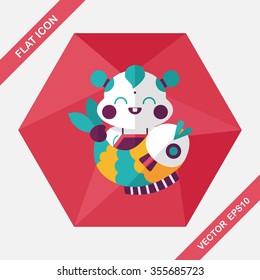 Chinese New Year flat icon with long shadow,eps10 Chinese Mascot means "May you always get more than you wish for." 