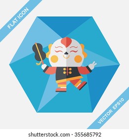 Chinese New Year flat icon with long shadow,eps10, Maitreya doll decoration means "Bless you have wealth, monasticism and popularity."