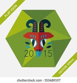 Chinese New Year flat icon with long shadow,eps10, Chinese Zodiac Year of the Goat, 2015