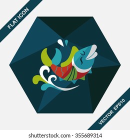 Chinese New Year flat icon with long shadow,eps10, Chinese decoration means " May you always get more than you wish for."