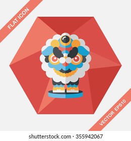 Chinese New Year flat icon with long shadow,eps10,The dragon and lion dancing head