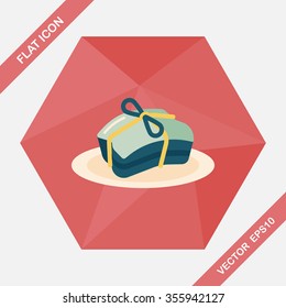 Chinese New Year flat icon with long shadow,eps10, Chinese cuisine braised dongpo pork