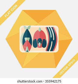 Chinese New Year flat icon with long shadow,eps10, Worship offerings are three livestock fish, chicken and pork.