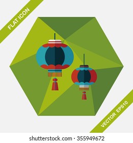 Chinese New Year flat icon with long shadow,eps10, Chinese decorative lantern