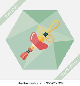 Chinese New Year flat icon with long shadow,eps10, Gold ingot lucky pendant means " wish good luck and fortune comes."