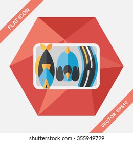 Chinese New Year flat icon with long shadow,eps10, Worship offerings are three livestock fish, chicken and pork.