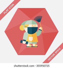Chinese New Year flat icon with long shadow,eps10, When the Chinese New Year ,we will be cleaning our homes and the environment. 