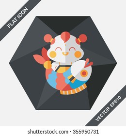 Chinese New Year flat icon with long shadow,eps10 Chinese Mascot means "May you always get more than you wish for." 