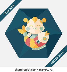 Chinese New Year flat icon with long shadow,eps10 Chinese Mascot means "May you always get more than you wish for." 
