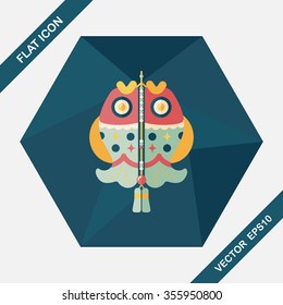 Chinese New Year flat icon with long shadow,eps, Chinese fish lucky pendant means "May you always get more than you wish for." 