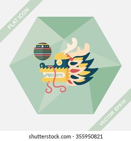 Chinese New Year flat icon with long shadow,eps10,The dragon and lion dancing head