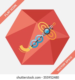 Chinese New Year flat icon with long shadow,eps10, lucky Chinese knot pendant means " wish good luck and fortune comes."