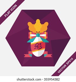 Chinese New Year flat icon with long shadow,eps10, lucky white radish with Chinese words means " Wish it can brings luck to you in the new year."