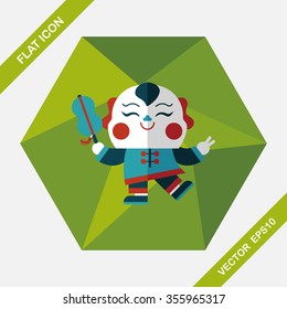 Chinese New Year flat icon with long shadow,eps10, Maitreya doll decoration means "Bless you have wealth, monasticism and popularity."