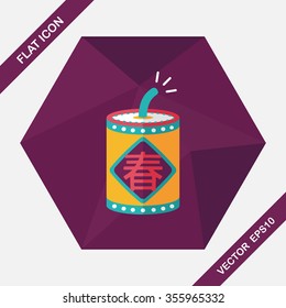 Chinese New Year flat icon, eps10, word Fu, Chinese festival couplets with firecrackers means " wish good luck and Spring comes."