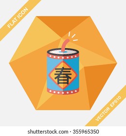 Chinese New Year flat icon, eps10, word Fu, Chinese festival couplets with firecrackers means " wish good luck and Spring comes."