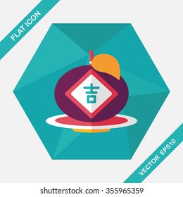 Chinese New Year flat icon with long shadow,eps10, Chinese lucky orange means "Wish you whole year will be lucky and propitious."
