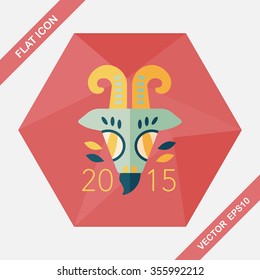 Chinese New Year flat icon with long shadow,eps10, Chinese Zodiac Year of the Goat, 2015