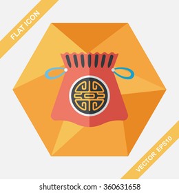 Chinese New Year flat icon with long shadow,eps10, Chinese lucky gifts