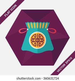 Chinese New Year flat icon with long shadow,eps10, Chinese lucky gifts