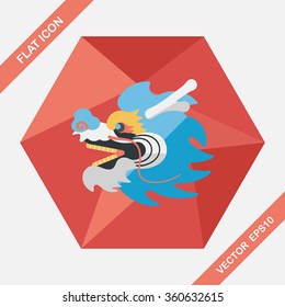 Chinese New Year flat icon with long shadow,eps10,The dragon and lion dancing head
