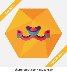 Chinese New Year flat icon with long shadow,eps10, Gold ingot means " wish good luck and fortune come."