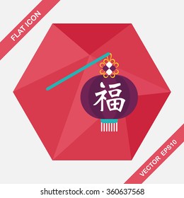 Chinese New Year flat icon with long shadow,eps10, Chinese festival couplets with lantern means " wish good luck and fortune comes."