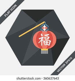 Chinese New Year flat icon with long shadow,eps10, Chinese festival couplets with lantern means " wish good luck and fortune comes."