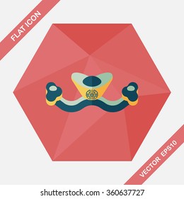 Chinese New Year flat icon with long shadow,eps10, Gold ingot means " wish good luck and fortune come."