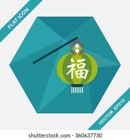 Chinese New Year flat icon with long shadow,eps10, Chinese festival couplets with lantern means " wish good luck and fortune comes."