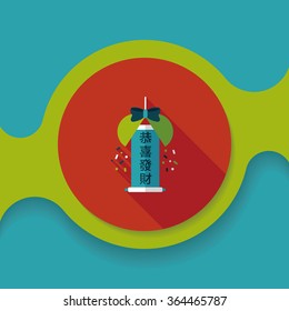 Chinese New Year flat icon with long shadow,eps10, Celebrate decoration ball with Chinese blessing words " May you have a prosperous New Year! Ã¢??