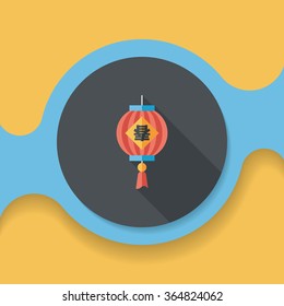 Chinese New Year flat icon with long shadow,eps10, Chinese festival couplets with lantern means " wish the arrival of spring."