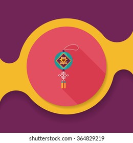 Chinese New Year flat icon with long shadow,eps10, Chinese festival couplets with lantern means " wish Spring comes."