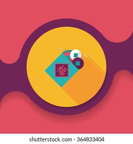 Chinese New Year flat icon with long shadow,eps10, Ancient coins lucky pendant means " wish good luck and fortune comes."