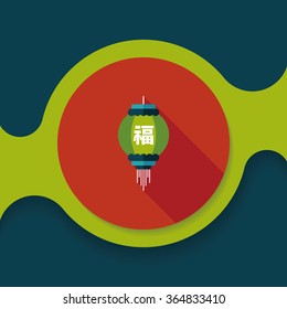 Chinese New Year flat icon with long shadow,eps10, Chinese festival couplets with lantern means " wish good lucks"