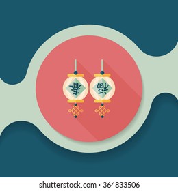 Chinese New Year flat icon with long shadow,eps10, Chinese festival couplets with lantern means " wish good luck and Spring comes."