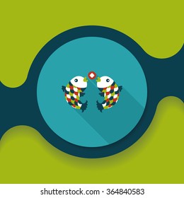 Chinese New Year flat icon with long shadow,eps10, Chinese decoration means " May you always get more than you wish for."