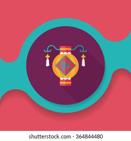 Chinese New Year flat icon with long shadow,eps10, Chinese festival couplets with lantern means " wish good luck and fortune comes."