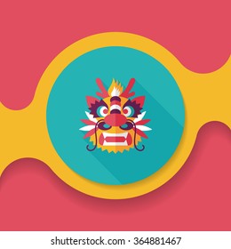Chinese New Year flat icon with long shadow,eps10,The dragon and lion dancing head
